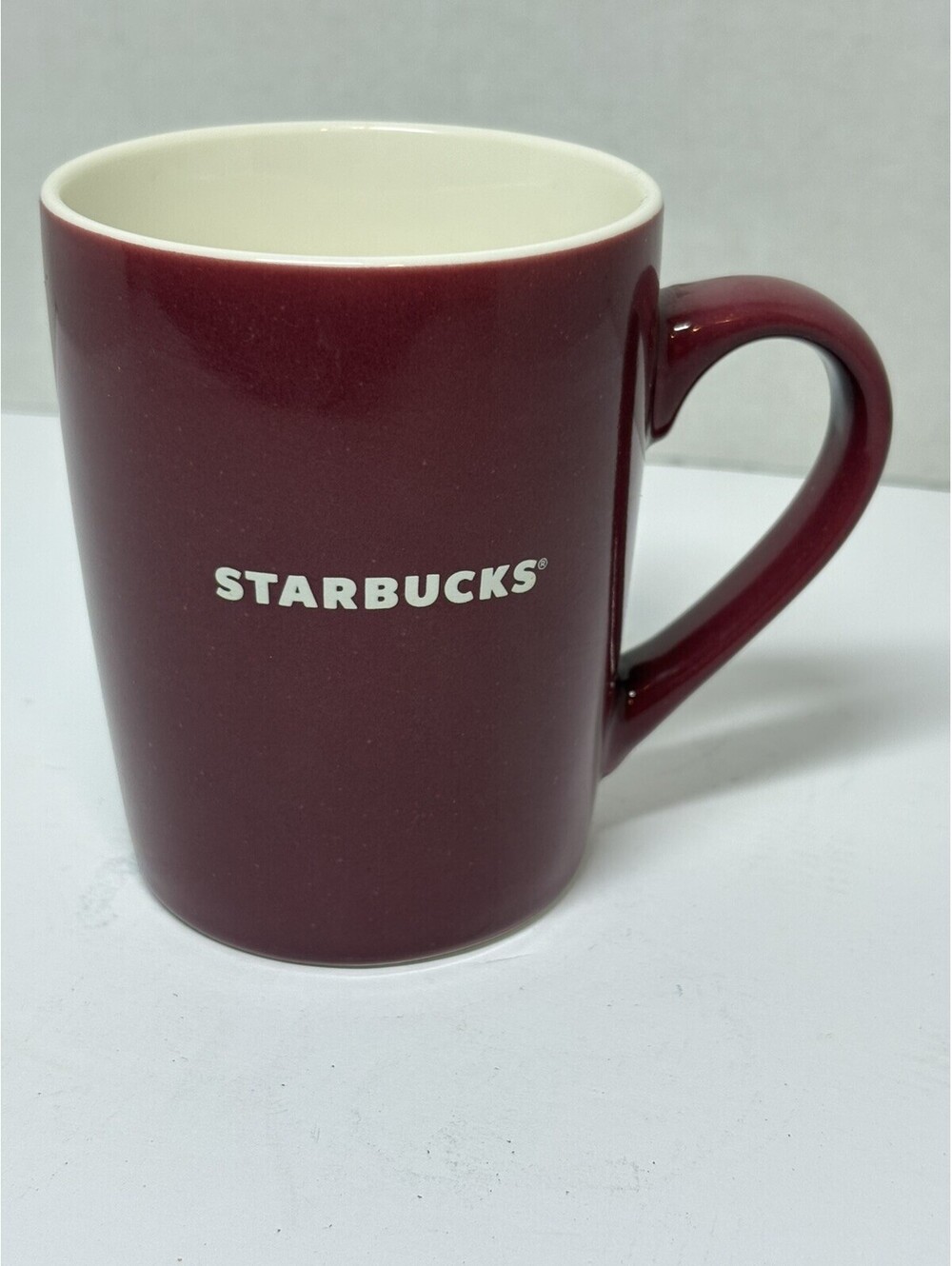 Starbucks Coffee Mug Cup Maroon Red White Interior 10 Ounce 2020